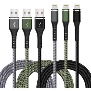 2 x [Apple MFi Certified] iPhone Charger Fast Charging 3-Pack 3FT Lightning Cable Nylon Braided iPhone Charger Cord Compatible with iPhone 14 13 12 11 Pro Max XR XS X 8 7 6 Plus SE iPad and More 3FT
