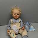 22 Inches Rooted Blond Hair Smiling Realistic Reborn Baby Doll Crafted in Full Body Silicone Vinyl Lifelike Newborn Toddler Boy Dolls Set for Children