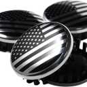 (Set of 4) for Chevrolet 3 1/4 inches=83mm Black Wheel Center Caps Covers HubCap fit Most 18"&20"&22" Rims for Suburban Silverado Tahoe & GMC Sierra Yukon Denali 22837060 9596403 88963143 (Black American Flag)