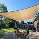 SUNLAX Sun Shade Sail 8' x 10' Sand Rectangle Canopy Sail Shade Cover UV Block Permeable Sunshade Outdoor for Patio Backyard (We Make Custom Size)