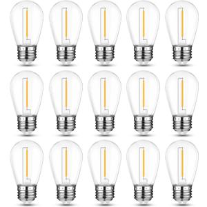 Mlambert LED String Light Bulbs,Shatterproof Outdoor String S14 Replacement Light Bulb,Waterproof 1W LED Edison Bulb Equal to 11W,Warm White,Not Solar