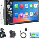 Double Din Car Stereo,Dykucic 7 Inch Wireless Carplay Car Stereo with Apple CarPlay & Android Auto, Touchscreen with Backup Camera FM Bluetooth Multimedia Player Car Radio