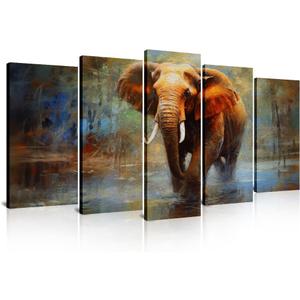 SATINO 5 Pieces Modern Large Canvas Wall Art Oil Painting of Elephant Artist Collection Pictures Paintings on Canvas for Living Room Bathroom Bedroom Home Office Decor