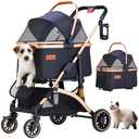 GdnWings Pet Stroller for Small Medium Dogs, Lightweight Small Dog Stroller for Dogs Cats with 6 Shock Absorption System, Detachable Carrier Suitable for Car Seat & Hand Carry, Safe Outings