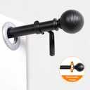 Black Curtain Rods for Windows 18 to 88 inch, 1 Inch Adjustable Curtain Rod, Heavy Duty Window Curtains Rod for Bedroom Living Room, Modern Decorative Drapery Rods Orb Finials
