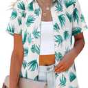 siliteelon Womens Short Sleeve Button Down Shirts Summer Blouses Casual Tops Hawaiian Tropical Floral Printed Camp Shirts (S)