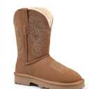 Genuine Leather Suede Platform Womens Winter Snow Boots Fur Lining Pull on Fuzzy Warm Boots with Memory Foam Lightweight Winter Shoes (Brown)
