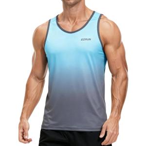 EZRUN Men's Quick Dry Tank Top UPF 50+ Summer Beach Swim Shirts for Gym Workout Athletic Muscle Sleeveless Shirts (X-Large, Blue Gradient)