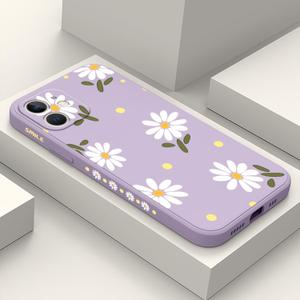 LEECG for iPhone 12 Case, for iPhone 12 Phone Cover Astronaut Floral Butterfly Print Creative Design Anti Scratch Soft Microfiber Lining Liquid Silicone Phone Case iPhone 12-Daisy Purple
