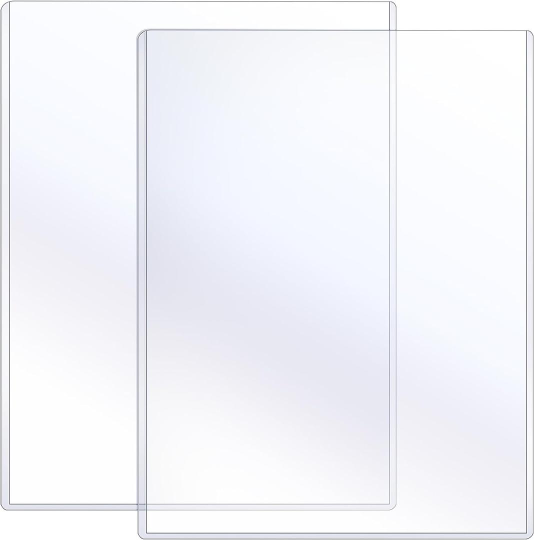 Sherr 2 Pcs Rigid Print Protectors Fit 24 x 36 Inch Poster Paper, Top Loading Page Protectors Plastic Poster Sleeves PVC Clear Sheet Holder to Display Photo Document Magazine Certificate
