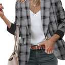 Genhoo Blazer Jackets for Women 3/4 Sleeve Business Casual Work Outfit (Gray, XXL)