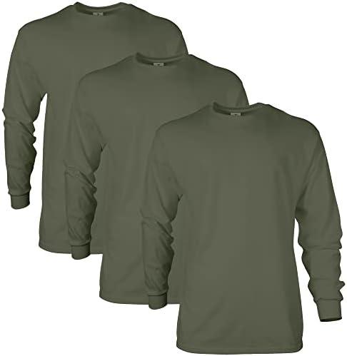 Gildan Adult Ultra Cotton Long Sleeve T-Shirt, Style G2400, Multipack, Large