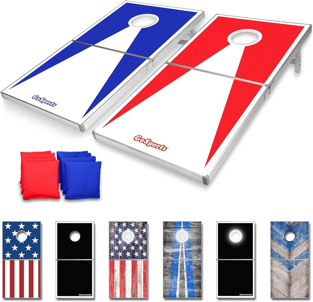 GoSports 4 x 2 ft Ultra Portable Cornhole Board Set - Choose LED Lights or Standard - Regulation Size Corn Hole Games for Adults, Perfect for Tailgating and Camping - Includes 8 Bean Bags & Rules