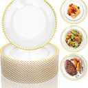Clear Charger Plates Bulk 50Pcs, 13" Gold Beaded Chargers Wedding