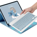 Keyboard Case for iPad A16 2025 (11th Generation,11"/ iPad 10th Generation 10.9" 2025 Case with Cute Color Detachable Bluetooth Keyboard Cover with Pencil Holder,Mist Blue