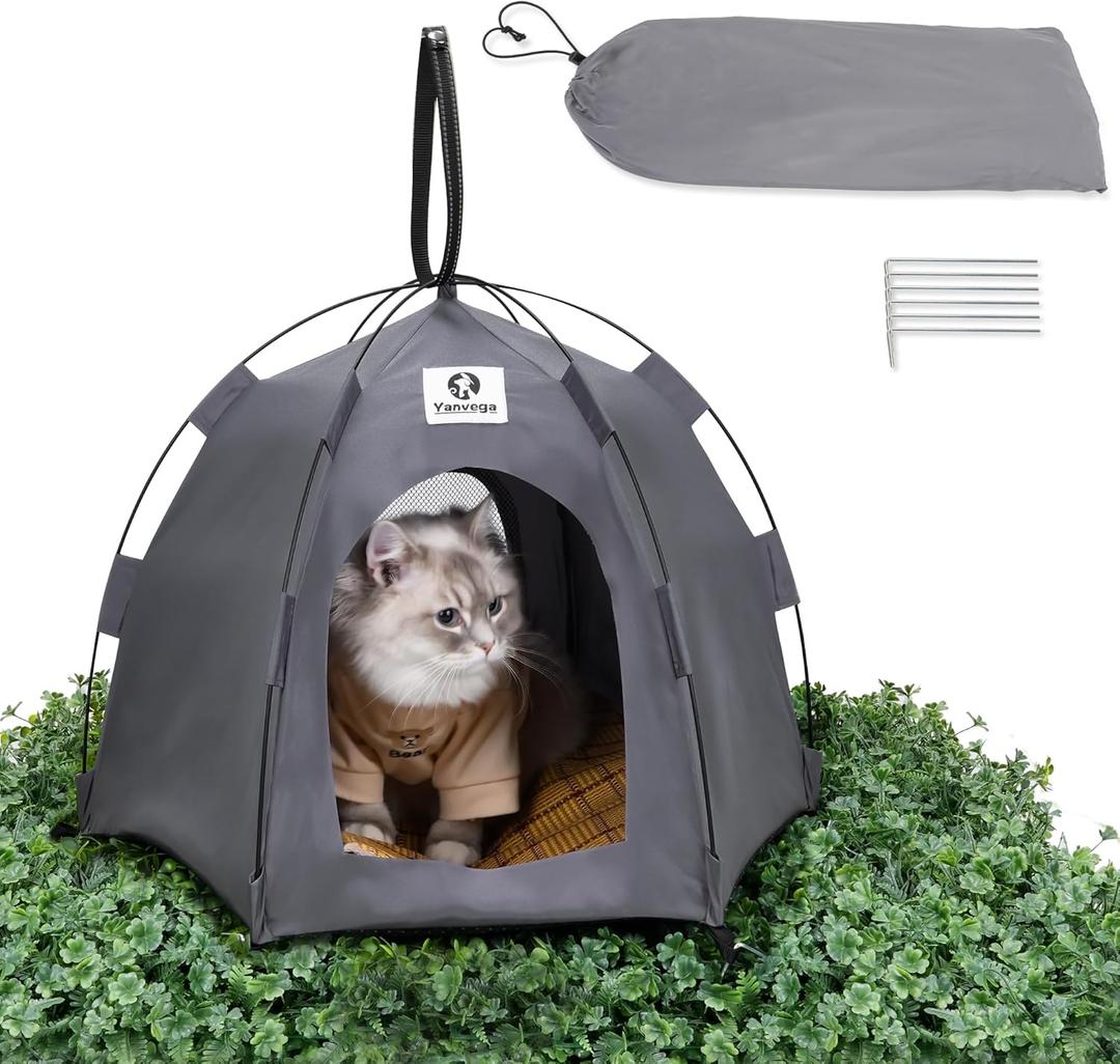 Cat Houses for Indoor Cats Cat Tent Outdoor Pet Supplies, 23.6"  23.6"  16.8" Pop Up Cat Tent Foldable House No Assemble Kitten Bed Cat Cave