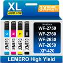 LEMERO Remanufactured Ink Cartridge Replacement for Epson 220XL Ink Cartridges High Yield for Workforce WF-2750 WF-2760 WF-2630 WF-2650 XP-420 XP-320 WF-2660 XP-424 Printer (4 Pack)
