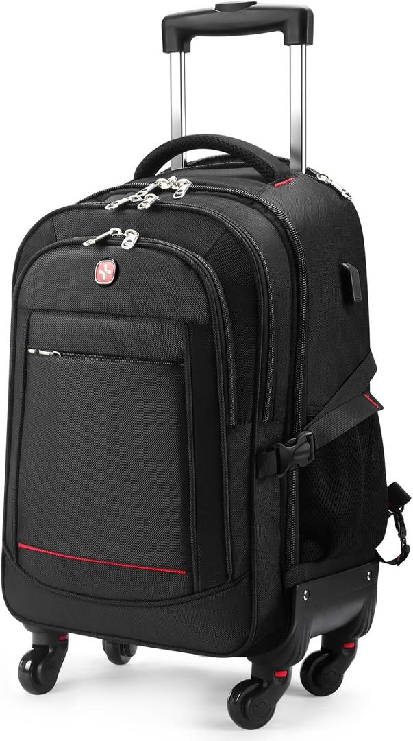 StarCloud 4-Wheel Rolling Backpack 45L (22x14x9 in): 17.3-Inch Roller Travel Laptop Backpack for Business, Water-Resistant Carry-On Luggage, Airline Approved Suitcase for Travel and Commuting