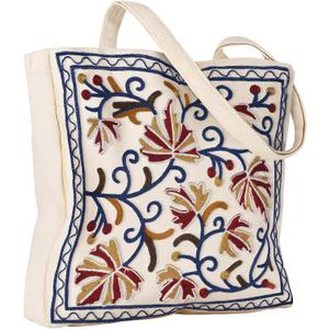 Aesthetic Embroidery Tote Bag for Women - Reusable Canvas Cute Shoulder Bag for Shopping, Grocery, Work, Book, Brown Leaf 