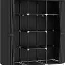 MOGELAFOO Portable Closet Wardrobe, 51-Inch Clothes Organizer with 2 Hanging Rods and 8 Shelves, Non-Woven Fabric Cover, Medium Capacity Storage for Bedroom and Living Room, Black, 51"W x 18"D x 66"H