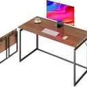 Folding Desk 40 Inch - Small Foldable Desk for Small Space Minimalist, Space Saving Collapsible Compact Desk Portable Table for Craft, Writing, Study and Work (No Assembly Required) (Brown)