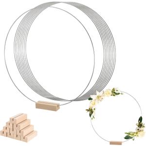 MECCANIXITY Metal Floral Hoop 14 Inch Wreath Rings Centerpiece Table Decorations Silver Tone for DIY Wedding Birthday Party Events 10 Set