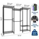 Heavy Duty Garment Rack, Supports Up to 1433 LBS, Portable Free-Standing Closet Organizer with Adjustable Shelves and Hanging Rods