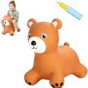 INPANY Bouncy Horse, Bear Hopper Toys, Toddlers Bouncing Animal, Kid Ride on Rubber Bouncer, Outdoor Indoor Cute Birthday Gifts for 2 3 4 Year Old Girls Boys