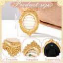 Liliaafar Vintage Ring Holder Oval Light Gold Ring Display Stand Frame Earring Display Tray Anniversary Engagement Baroque Wedding Jewelry Organizer Photograph Prop for Women Christmas Gift