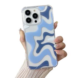 Sayoaho Compatible with iPhone 14 Pro Phone Case, Cute Art Wavy Painted for Women Girls, Soft TPU Edge PC Back Protective Shockproof Phone Case-Yellow (iPhone 14 Pro)