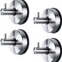 YOHOM Vacuum Suction Cup Hooks Shower Towel Holder Bathroom Shower Hook Brushed Stainless Steel Suction Towel Rack Kitchen Storage Organizer for Bathrobe Loofah Washcloth 4Pcs