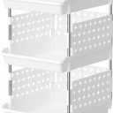 Lifewit Plastic Stackable Storage Baskets, 3 Tier Stacking Bins for Closet Wardrobe, Playroom, Kitchen and Pantry Organization, Large Capacity Multi-Functional Storage Containers Shelves, White