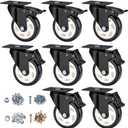 Caster Wheels, 2 inch Casters Set of 8 Heavy Duty - CLOATFET Locking Swivel Casters with Brake (Top Plate), Non Marking Black Castor Wheels for Cart Furniture Workbench