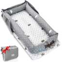 Baby Lounger for Newborn to Toddler 0-24 Months - Portable Infant Lounger with Breathable Cotton, Adjustable Size & Lengthen Space Travel Strap for Home, Outdoor (1. Crown)