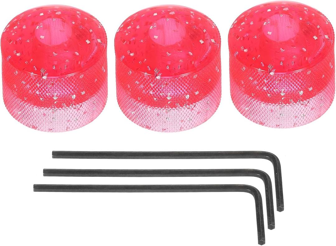 MECCANIXITY Dome Knobs Guitar Knob 6mm Flake Pink Plastic Volume Tone Control for Electric Guitar Bass with Inner Hexagon Spanner Pack of 3