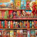 1000 Piece Puzzles for Adults Clearance, Heroes and The Circus Bookshelf House Puzzle for Adults, Challenge Art Jigsaw Puzzles, for Gift Birthday Party Games Family, 27.5X19.7 in Dust Free Puzzle