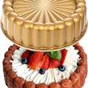 9.5 Inch Charlotte Cake Pan, Reusable Mold Fluted Cake Pan, Nonstick Aluminium Cakes Mold with Flower Shape for Cheese, Chocolate Cakes, Strawberry Shortcake, Brownie Tart Pie