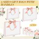 Tosstuki 36 Pack Thank You Gift Bags with Handle 3 Sizes Welcome Bags Thank You Return Gifts with Bow Ribbon for Birthday Party Wedding Bridesmaid(Pink)