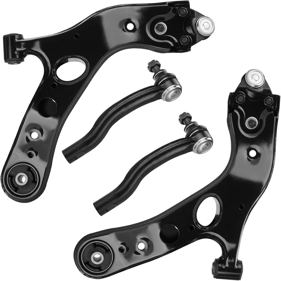 Front Lower Control Arm with ball Joint Assembly + Outer Tie Rod End Passenger & Driver Left Right Side Suspension Kit Replacement for 2006-2018 Toyota RAV4 NX300h NX300 NX200t 4pc Set