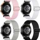 DaQin 4 Pack Stretchy Nylon Solo Loop Bands Compatible with Samsung Galaxy Watch 7 6 5 4 Band 40mm 44mm, Galaxy Watch 5 Pro/Watch 6 4 Classic Band/Active 2,20mm Soft Sport Band for Samsung Watch Bands