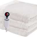 Heated Blanket Electric Blanket Full Size 72''x84'' with 9 Heating Levels, 1-10 Hour Auto Shut Off, Machine Washable, Flannel & Sherpa Soft Warming Blanket for Couch, Bed, Office - White