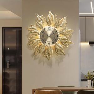 27" Gold Mid Century Modern Wall ClockBattery Operated Decorative Decorative Metal Wall Clock for Living Room/Bedroom/Office/Bathroom Wall Art&Clocks