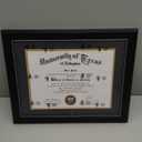 GraduationMall 8.5x11 Diploma Frame with Black over Gold Mat or Display 11x14 Document without Mat, UV Protection Acrylic, Black with Silver Beads