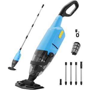 Handheld Pool Vacuum Above Ground Pool, 4-Section Detachable Pole | 18 GPM Powerful Suction, 60 mins Runtime, 120m Fine Filter, Cordless Pool Cleaner for Leaves, Sand and Debris, Blue