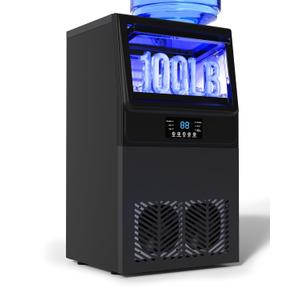 Commercial Ice Maker Machine / and  Storage Bin, Undercounter Ice Makers and  Ice Trays, Icemaker Machine Double Water Inlet with Water Line, Ice Scoop