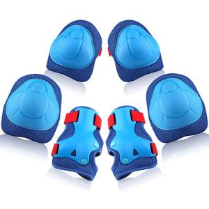 Kids Protective Gear Set Knee Pads for Kids 3-14 Years Toddler Knee and Elbow Pads with Wrist Guards 3 in 1 for Skating Cycling Bike Rollerblading Scooter (M(7-13Years), BlueRed)