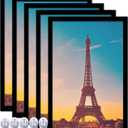 11x17 Picture Frame Set of 5, Black Photo Frames High Transparent Wall Gallery Desktop Horizontal Vertical for Canvas Collage Photo Poster Certificate 11 x 17 inches