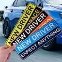 2 x 3pcs Student Driver Car Magnet Stickers, 9.8x3.35in Waterproof Removable Novice New Driver Decal Sign Reflective Magnetic Safety Bumper Sticker for Car Accessories