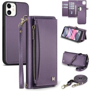 for iPhone 11 Wallet Case with Card Holder/Crossbody Wallet/Strap,[RFID Blocking][Magnetic] PU Leather Shockproof Protective Cover iPhone 11 Phone Case 6.1,Purple