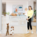42 Inch Extra Tall Retractable Baby Gates with Reinforced Strips 55 Inch Wide Outdoor Retractable Dog Gate No Sag Extra Tall Baby Gate for Doorway Anti-Scratch Mesh Gates for Kids or Pets, White